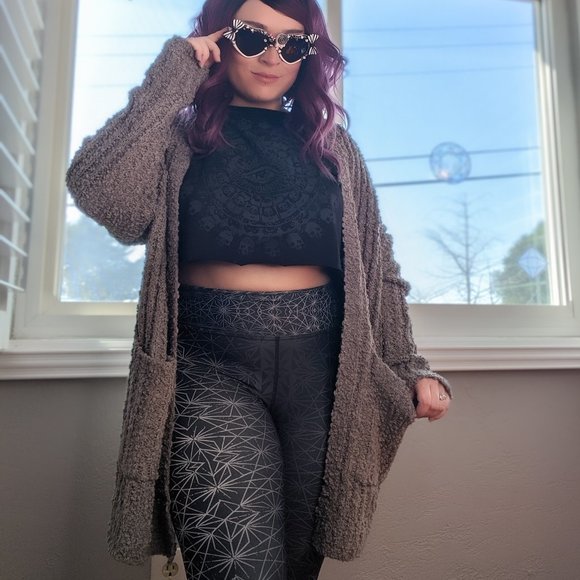 Cozy Popcorn Cardigan Sweater - Grey - Picture 5 of 6